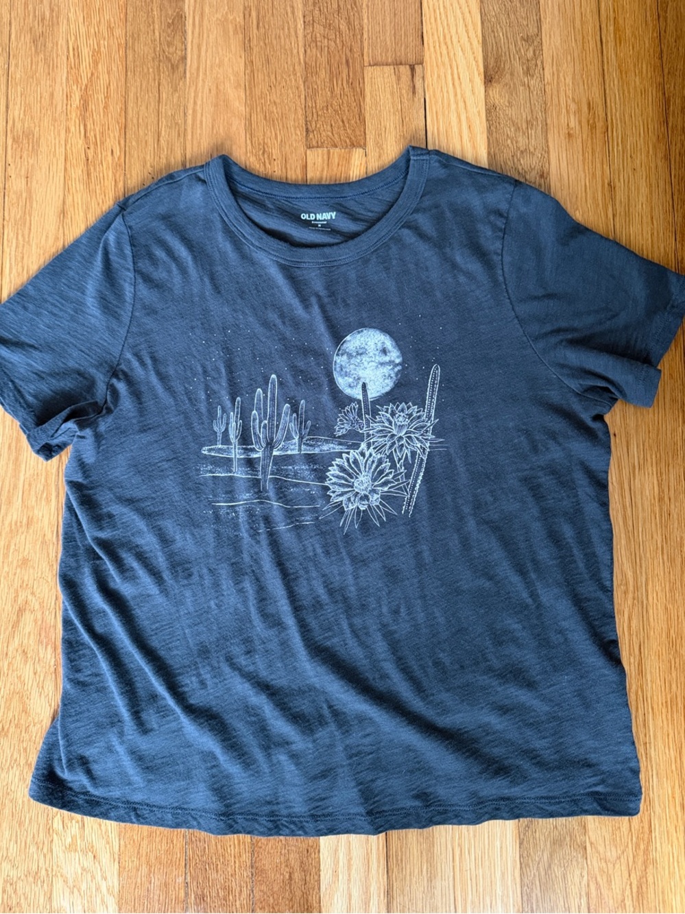 Old Navy Moon & Cactus Graphic Tee Gray Short Sleeve Womens Medium